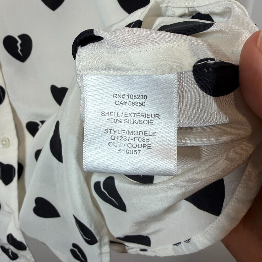 Equipment Femme 100% Silk Broken Heart Print Shirt Blouse‎ Small S/P Button Up - Picture 4 of 12